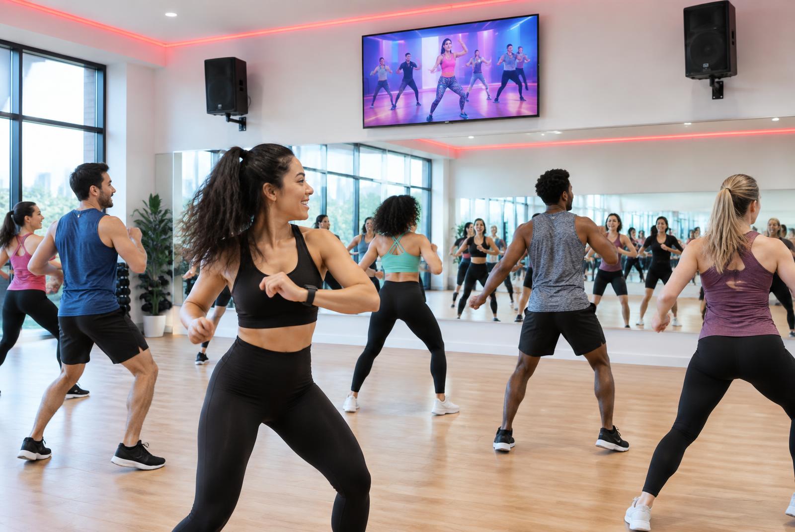 Group fitness studio installation